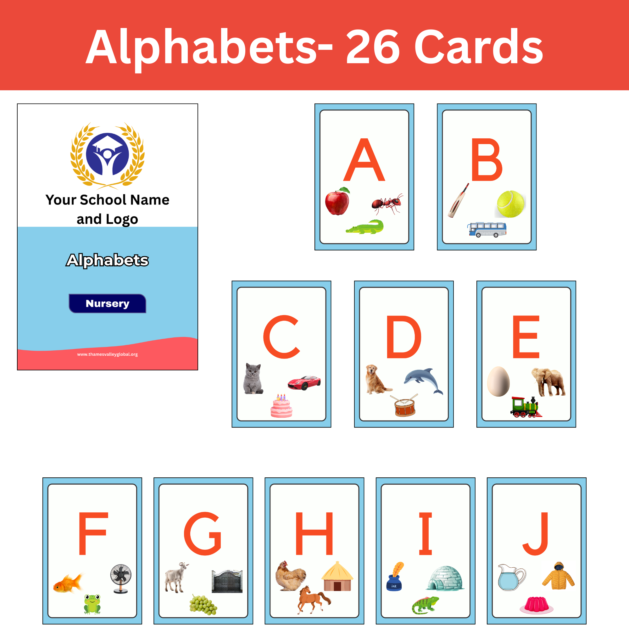 Alphabets Capital - 26 Cards|Flash Cards|0 to 3 Years