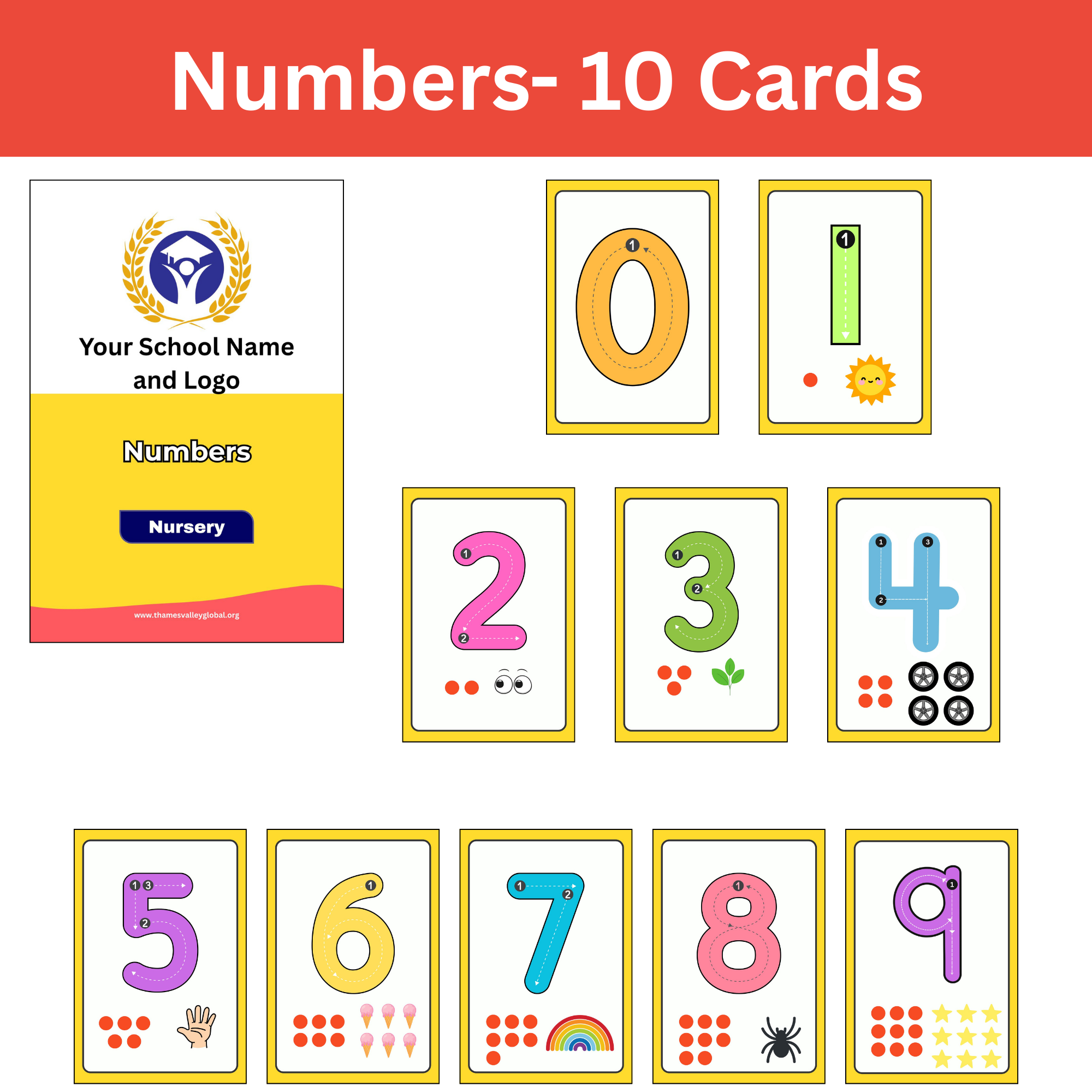 Numbers - 10 Cards|Flash Cards|0 to 3 Years