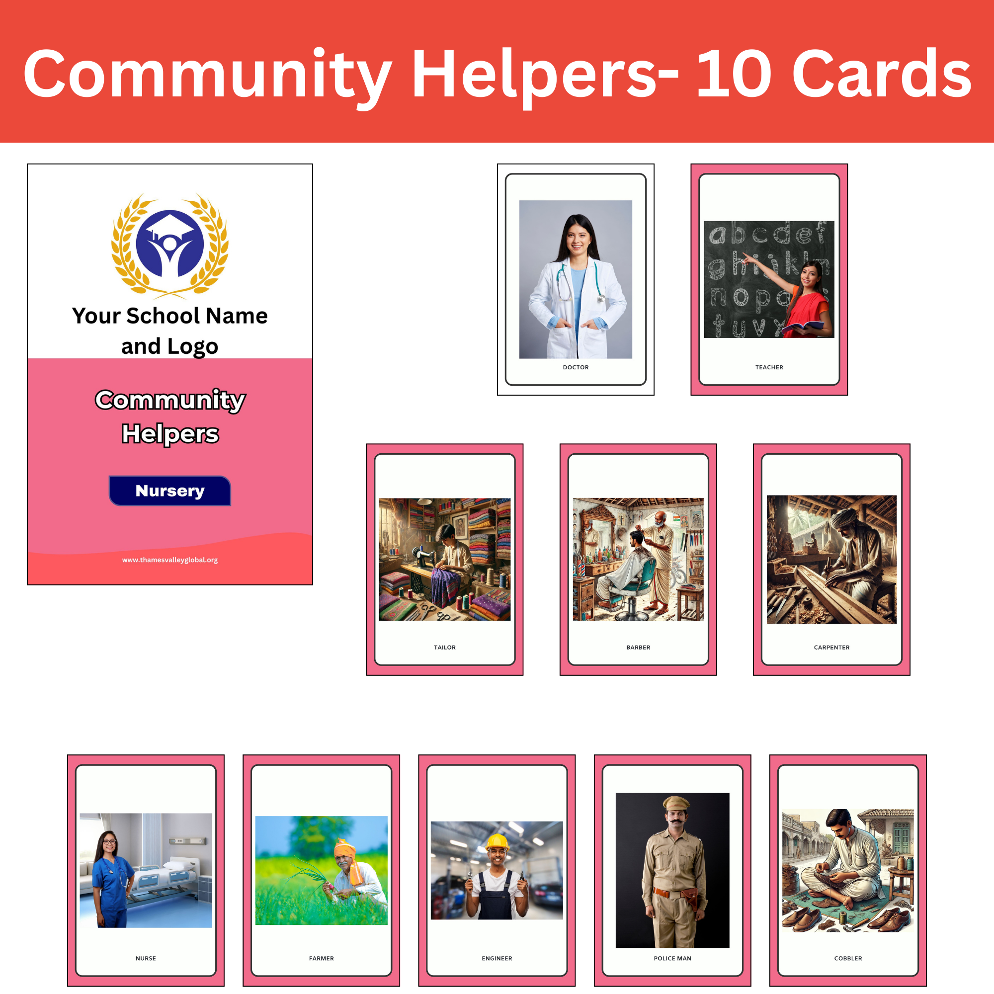 Community Helpers - 10 Cards|Flash Cards|0 to 3 Years