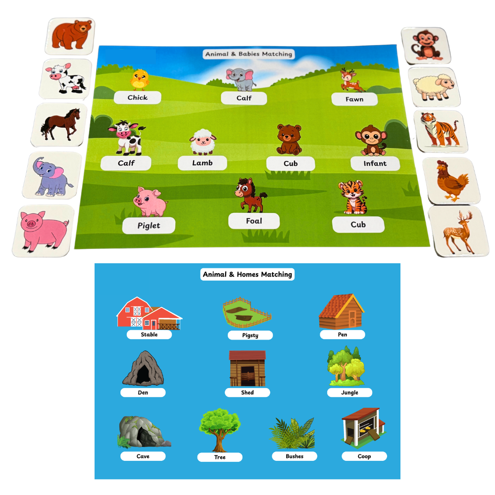 Animals – Babies and Homes Activity|Animals Activity|3–5 Years