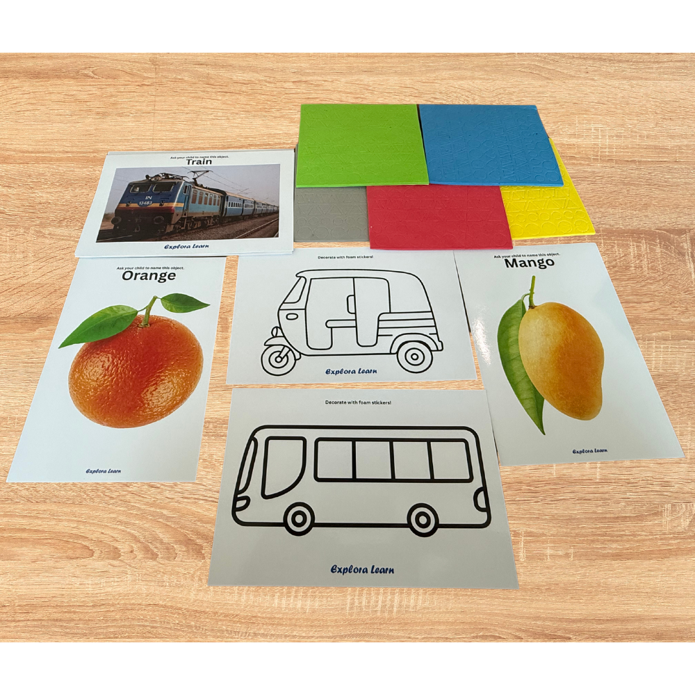 Foam Sticker Fun – Flash Cards|Motor Activity|3–5 Years