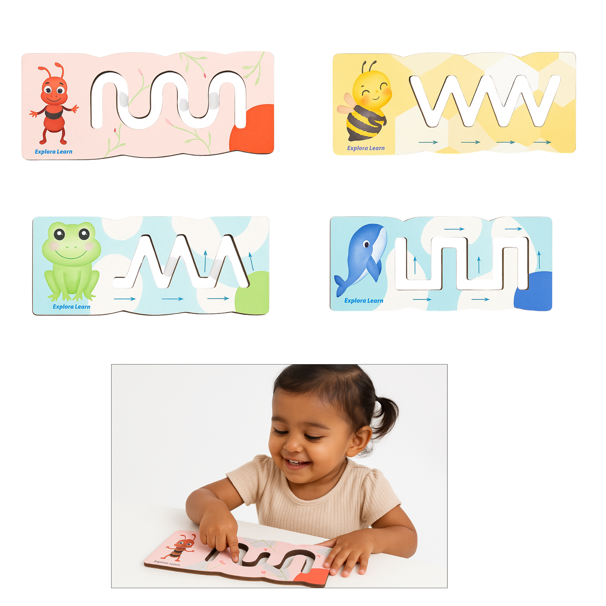 Trace & Learn Stencils|Pre Writing Activity|2–5 Years