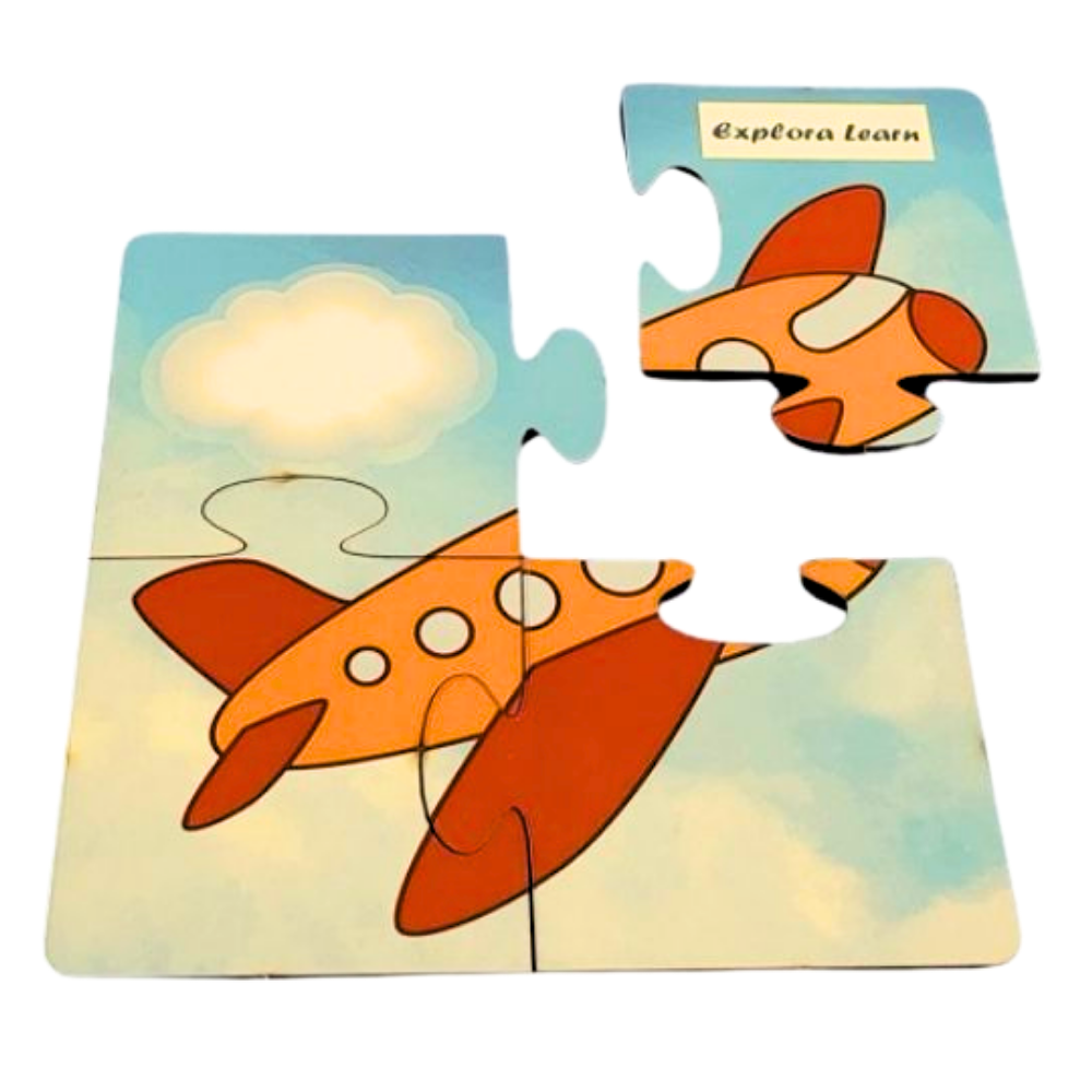 4 Pc - Wooden Picture Puzzle – Plane|Puzzle Activity|2–4 Years