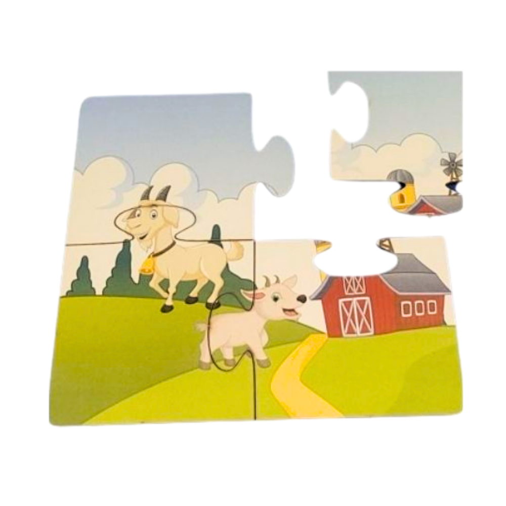 4 Pc - Wooden Picture Puzzle – Goat|Puzzle Activity|2–4 Years