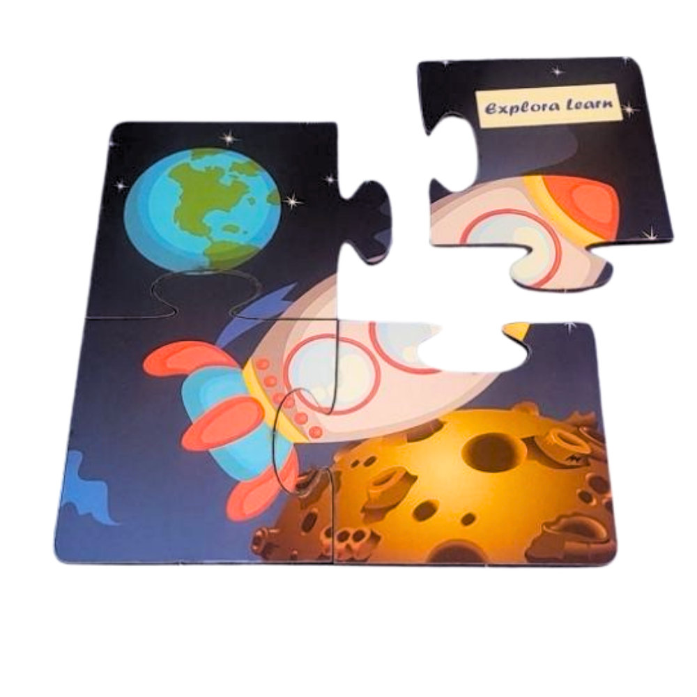 4 Pc - Wooden Picture Puzzle – Space Ship|Puzzle Activity|2–4 Years