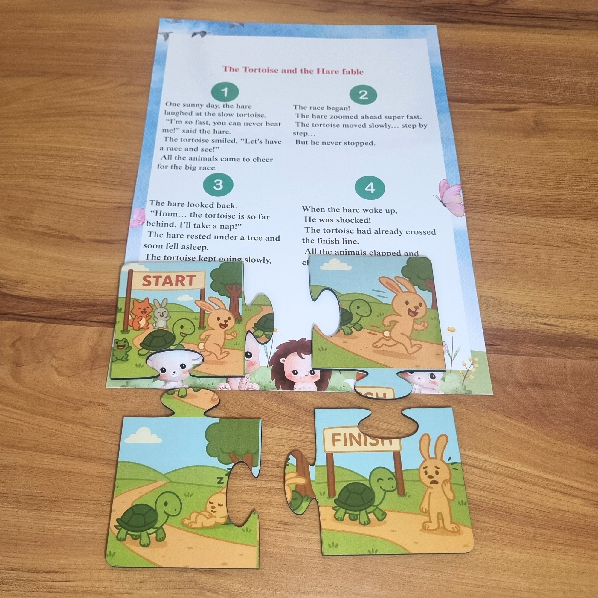 Story Puzzle – The Tortoise and the Hare|Speech Activity|3–6 Years
