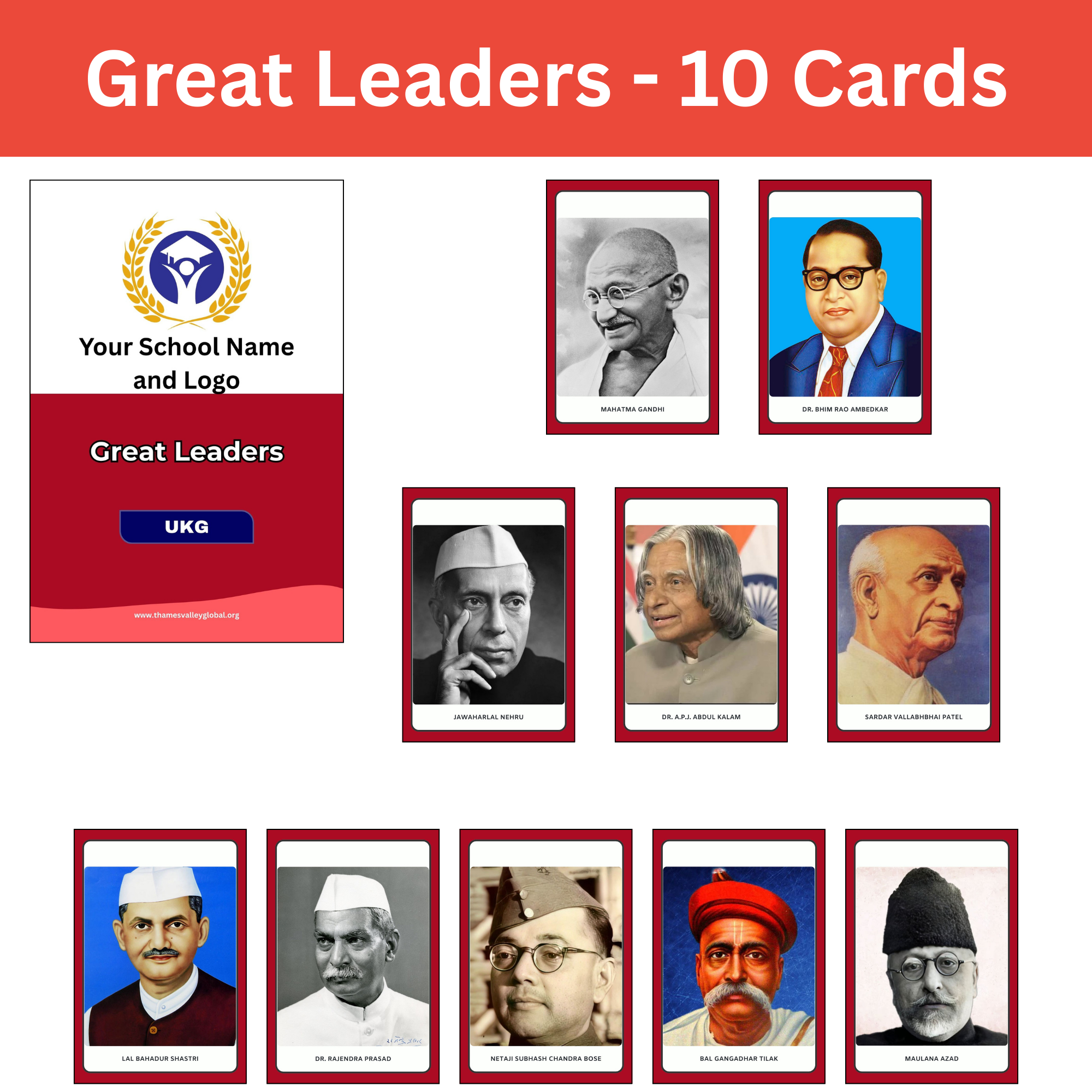 Great Leaders - 10 Cards|Flash Cards|5 to 6 Years