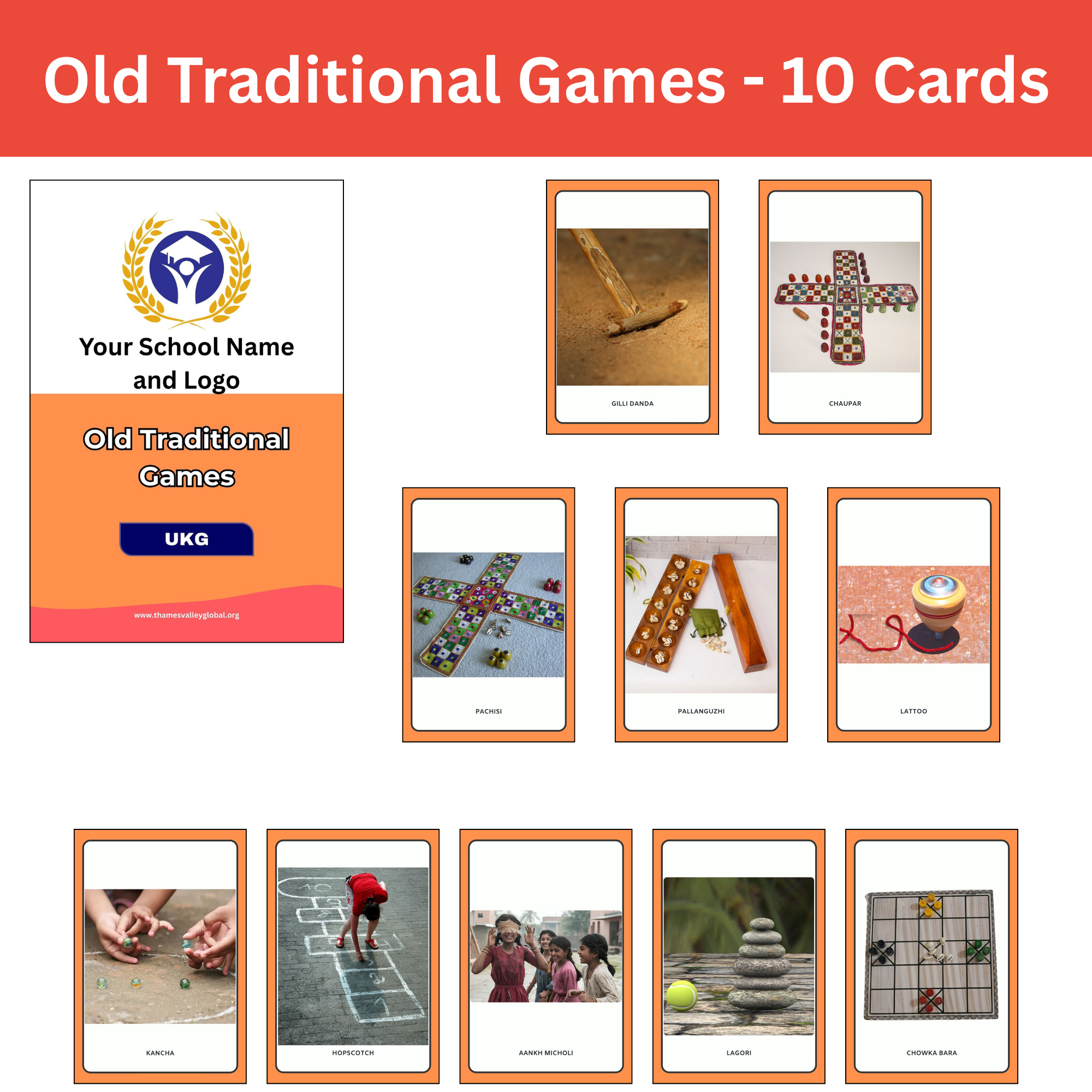 Old Traditional Games - 10 Cards|Flash Cards|5 to 6 Years
