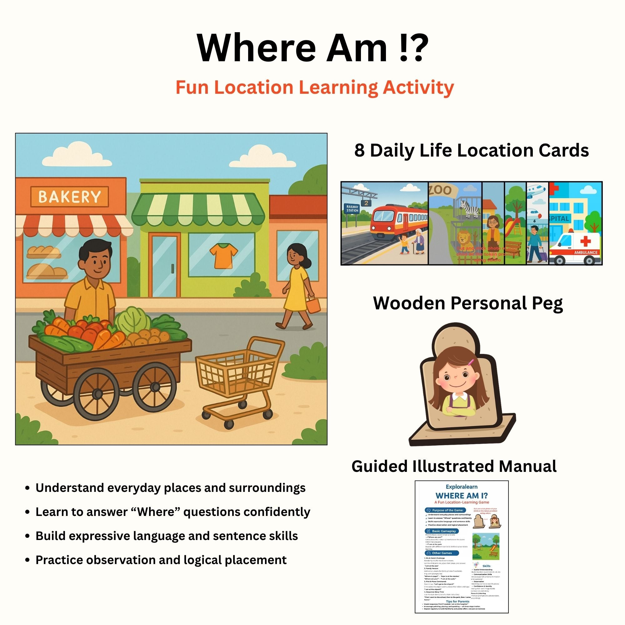 Exploralearn WH “Where” Activity Kit